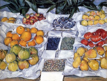 Fruta exhibida en un soporte bodegón Gustave Caillebotte Pinturas al óleo